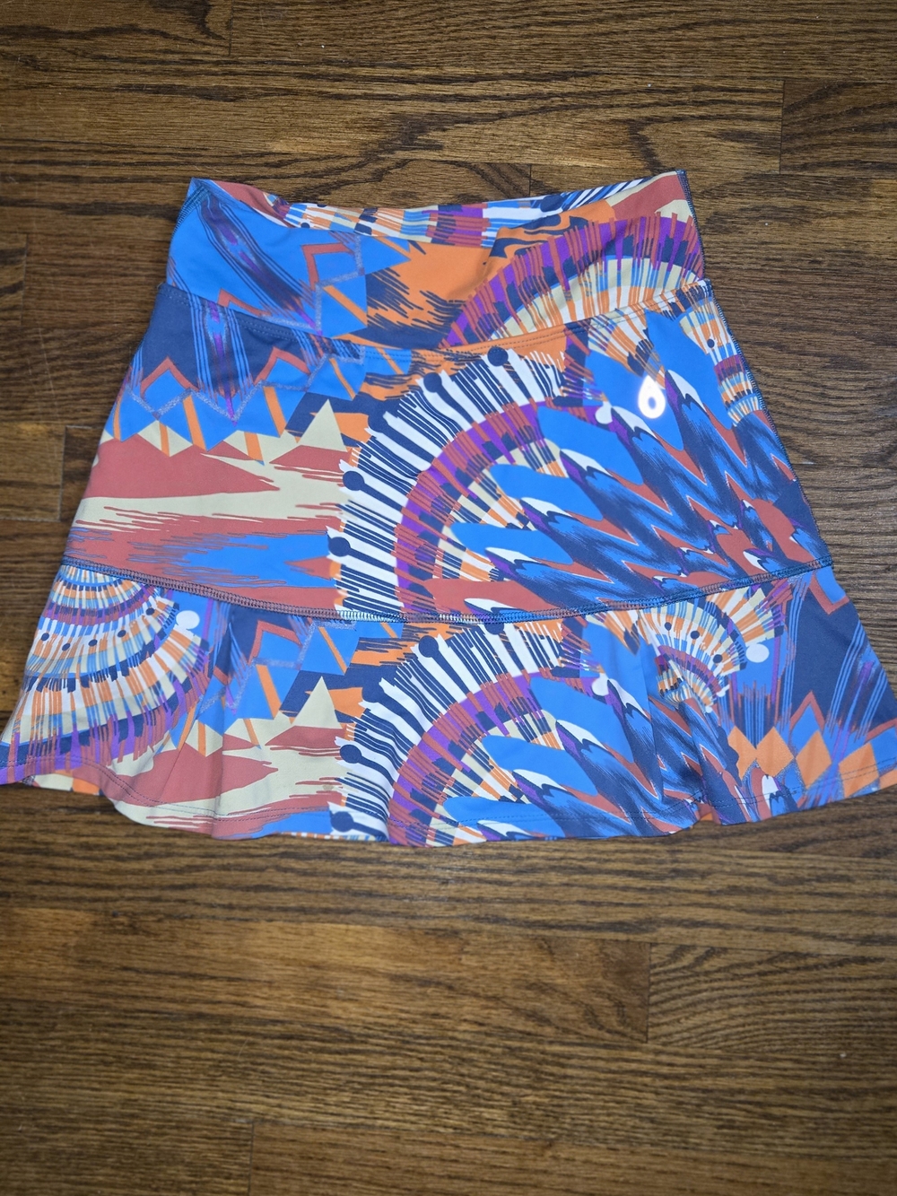 Abstract Blue & Orange Printed Skort